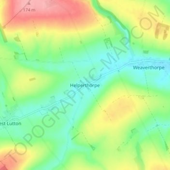 Carte topographique Helperthorpe, altitude, relief