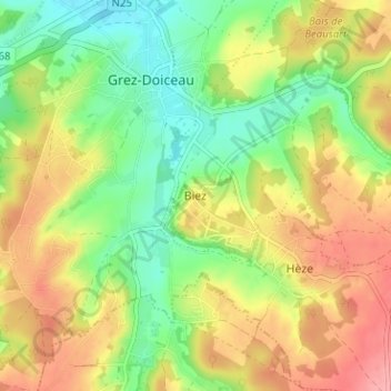 Carte topographique Biez, altitude, relief