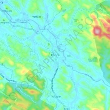 Carte topographique Konni, altitude, relief