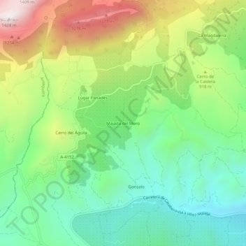Carte topographique Majada del Moro, altitude, relief