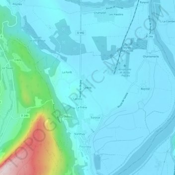 Carte topographique Chêne, altitude, relief