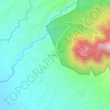 Carte topographique Canlandog, altitude, relief