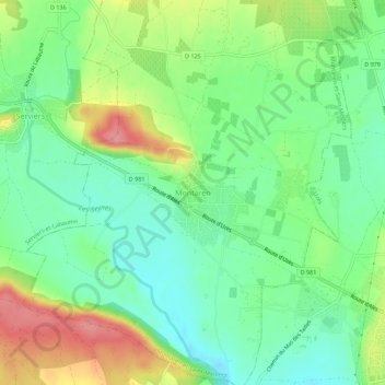 Carte topographique Montaren, altitude, relief