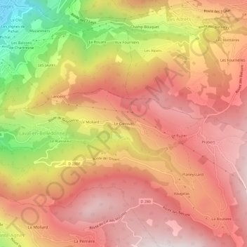 Carte topographique Le Carnival, altitude, relief