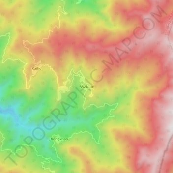Carte topographique Wakka, altitude, relief