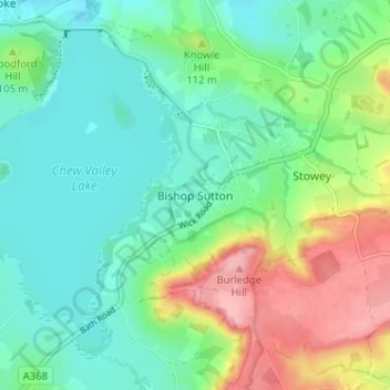 Carte topographique Bishop Sutton, altitude, relief