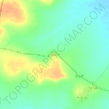 Carte topographique Antapur, altitude, relief