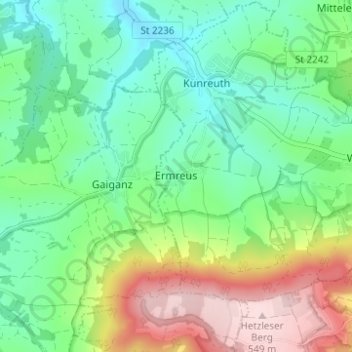 Carte topographique Ermreus, altitude, relief