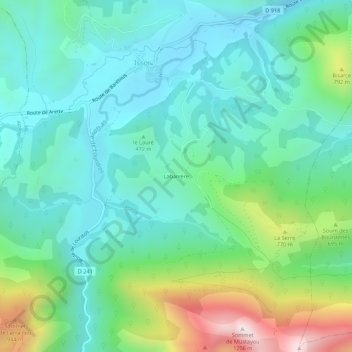 Carte topographique Labarrère, altitude, relief