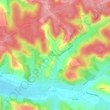 Carte topographique Chante-Louette, altitude, relief