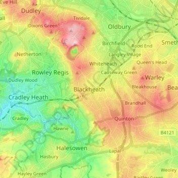 Carte topographique Blackheath, altitude, relief