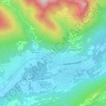 Carte topographique Vergobbio, altitude, relief