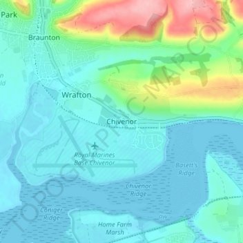 Carte topographique Chivenor, altitude, relief