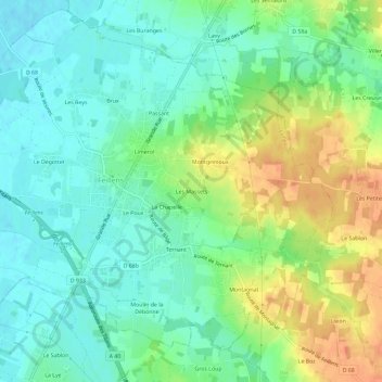 Carte topographique Les Massets, altitude, relief