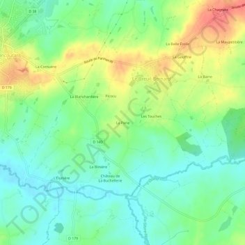 Carte topographique La Parie, altitude, relief