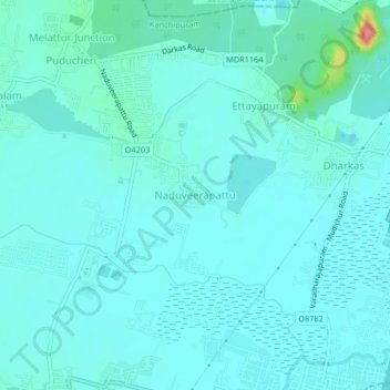 Carte topographique Naduveerapattu, altitude, relief