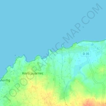 Carte topographique Poulfoën, altitude, relief