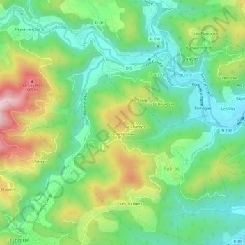 Carte topographique Les Arnauds, altitude, relief