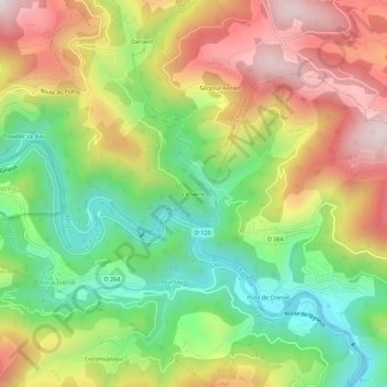 Carte topographique Le Serre, altitude, relief