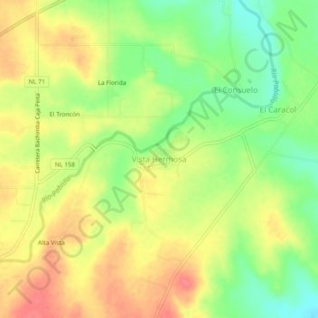 Carte topographique Vista Hermosa, altitude, relief