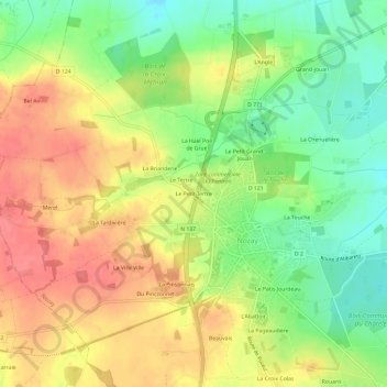 Carte topographique Le Petit Tertre, altitude, relief