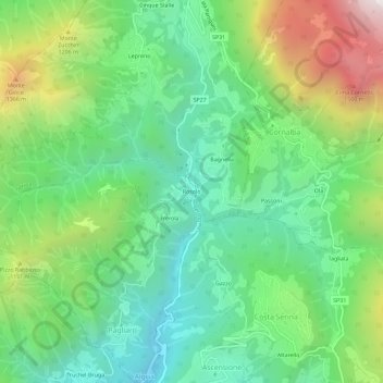 Carte topographique Rosolo, altitude, relief