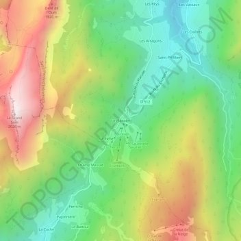 Carte topographique Le Planolet, altitude, relief