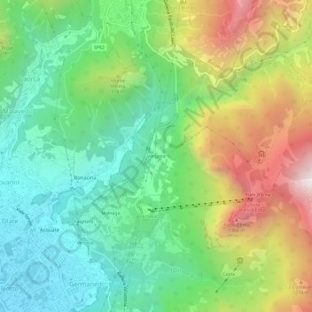 Carte topographique Versasio, altitude, relief