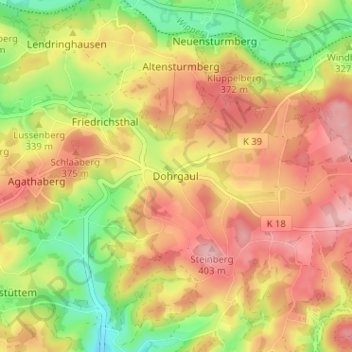 Carte topographique Dohrgaul, altitude, relief