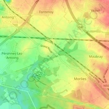 Carte topographique Vezonchaux, altitude, relief