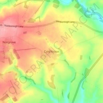 Carte topographique Cold Aston, altitude, relief