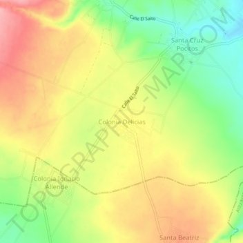 Carte topographique Colonia Delicias, altitude, relief