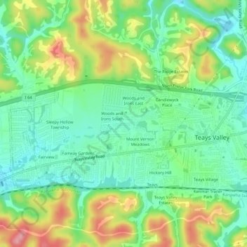 Carte topographique Country Villas, altitude, relief
