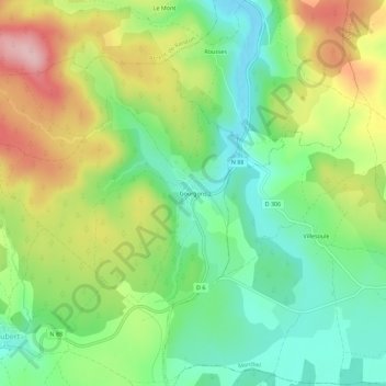 Carte topographique Gourgons, altitude, relief