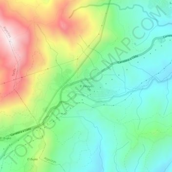 Carte topographique El Pelayo, altitude, relief
