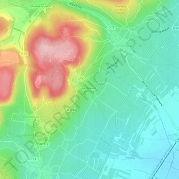 Carte topographique La Chapelle-de-Volnay, altitude, relief