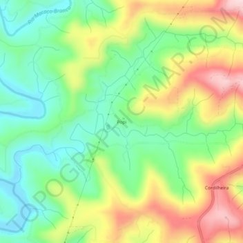 Carte topographique Popi, altitude, relief