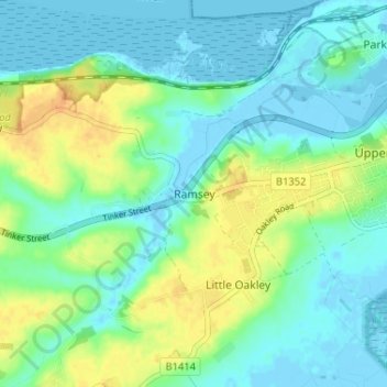 Carte topographique Ramsey, altitude, relief
