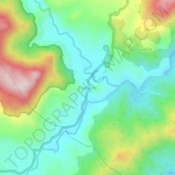 Carte topographique Padaelo, altitude, relief