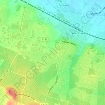 Carte topographique Sacquey, altitude, relief