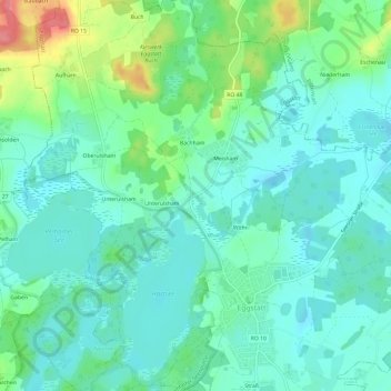 Carte topographique Meisham, altitude, relief