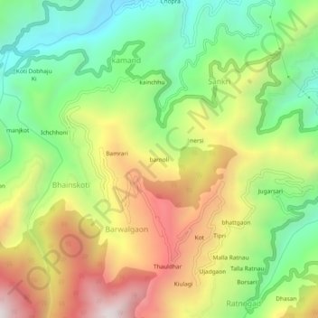 Carte topographique barnoli, altitude, relief