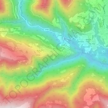 Carte topographique Arina, altitude, relief