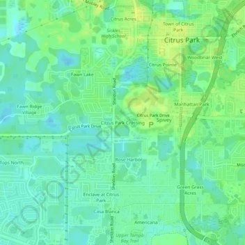 Carte topographique Citrus Park Crossing, altitude, relief