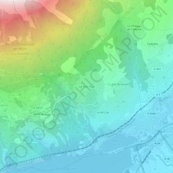 Carte topographique Le Petit Puy, altitude, relief