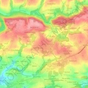 Carte topographique Kerliès, altitude, relief