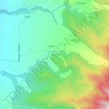 Carte topographique Tabidiao, altitude, relief