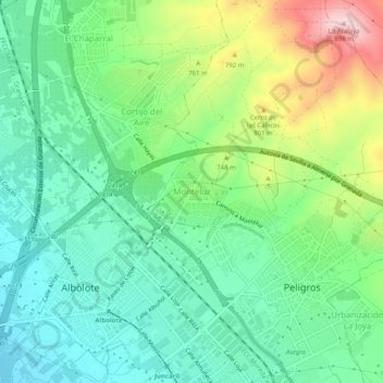 Carte topographique Monteluz, altitude, relief