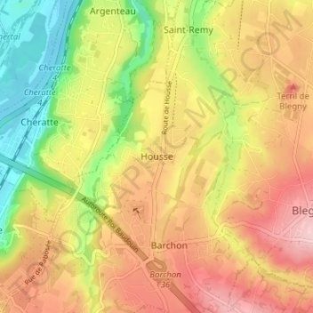 Carte topographique Housse, altitude, relief
