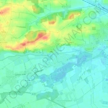 Carte topographique Günding, altitude, relief
